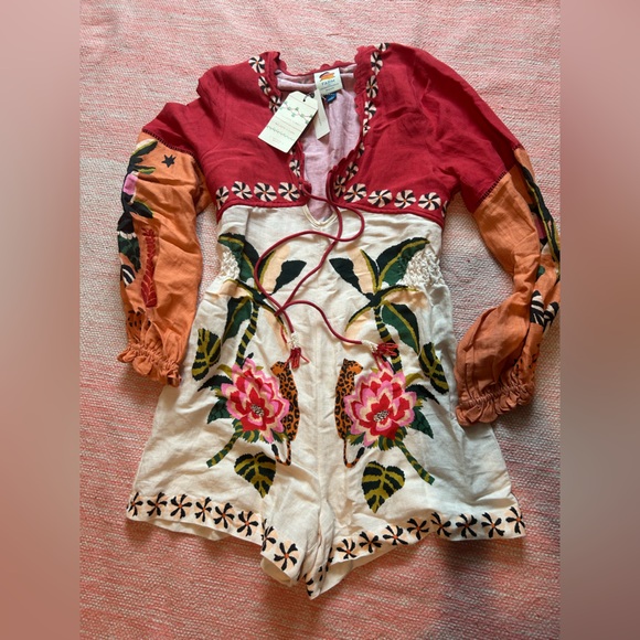 FARM Rio x Anthropologie Floral Long-Sleeve Romper - Picture 5 of 8